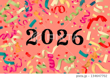 2026年 年賀・挨拶に使える紙吹雪背景素材 134647702