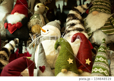 Handmade Christmas Gnomes and Snowman Plush Toys at European Market 134648519