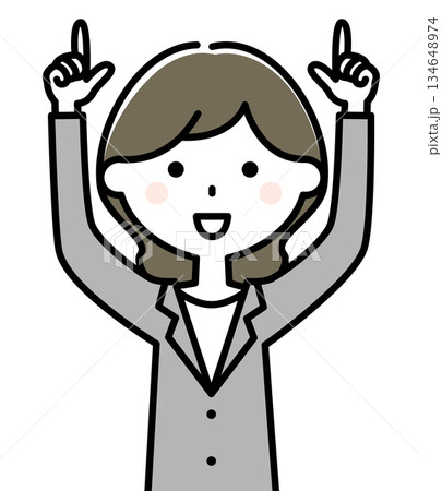 指をさすスーツの女性 134648974