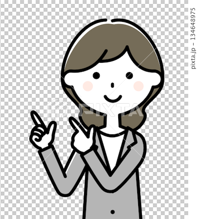 A woman with a suit pointing her finger A woman with a suit pointing her finger 134648975