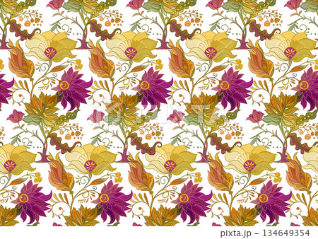 Fantasy flowers in retro, vintage, jacobean style 134649354