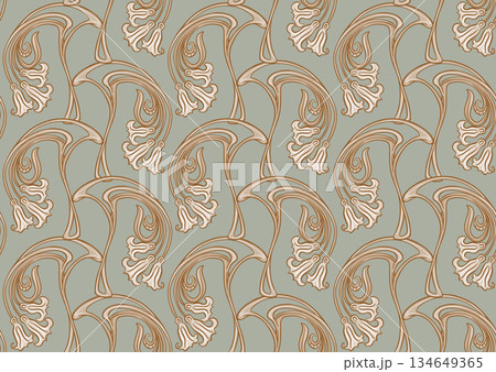 Decorative flowers and leaves in art nouveau style 134649365