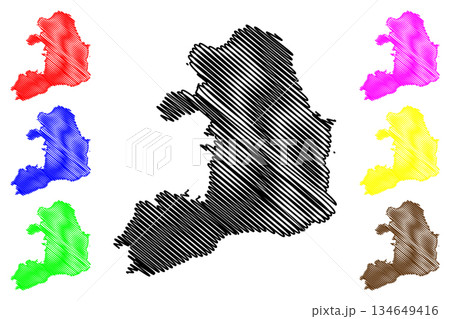 Omishima island (Japan, East Asia, Japanese archipelago) map vector illustration, scribble sketch Omishima map 134649416