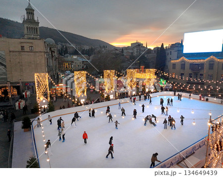 Skating rink at Rose revolution Sqaure in Tbiliis 3 days before Christmas! 134649439