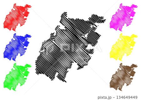 Oshima island (Japan, East Asia, Japanese archipelago, Nagasaki) map vector illustration, scribble sketch Oshima map 134649449