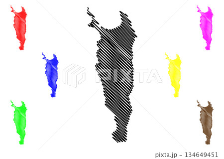Rebun island (Japan, East Asia, Japanese archipelago) map vector illustration, scribble sketch Rebun map Rebun island (Japan, East Asia, Japanese archipelago) map vector illustration, scribble sketch Rebun map 134649451