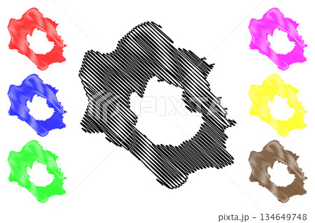 Long island (New Guinea, Pacific Ocean, Bismarck Archipelago) map vector illustration, scribble sketch Long map 134649748