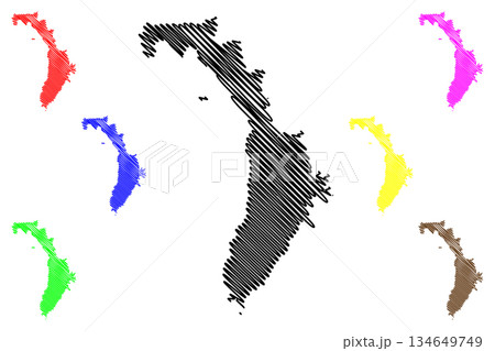 Lord Howe island (Commonwealth of Australia, Pacific Ocean, New South Wales) map vector illustration, scribble sketch Lord Howe's map 134649749