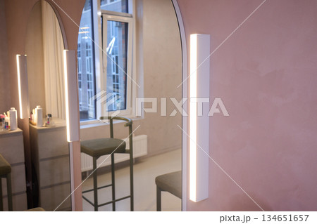 Lighting arrangement emphasizes fixtures and architectural features, Technical adjustments enhance product presentation through layered lighting and structural accents Lighting arrangement emphasizes fixtures and architectural features, Technical adjustments enhance product presentation through layered lighting and structural accents 134651657