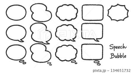 手描き風のフレーム・吹き出しセット（太線・内側が白背景） 134651732