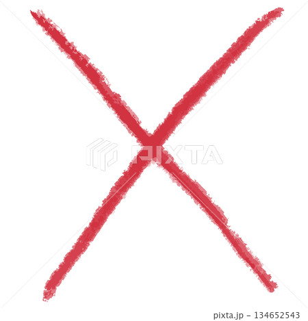 ざらざらとした赤いバツ印が強く交差し、警告や拒否の意思を直感的に伝える ざらざらとした赤いバツ印が強く交差し、警告や拒否の意思を直感的に伝える 134652543