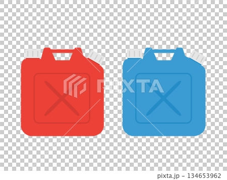 灯油をいれる赤色と青色のポリタンクのイラスト 灯油をいれる赤色と青色のポリタンクのイラスト 134653962