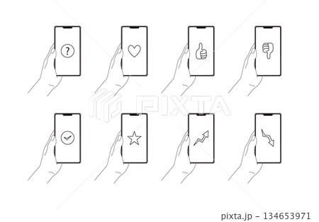 スマホと持つ手のイラスト素材セット 134653971