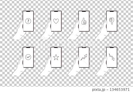 スマホと持つ手のイラスト素材セット 134653971
