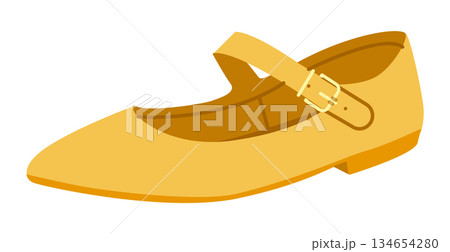 Yellow Mary Jane flat shoe women flat. Strap front pointed toe footwear for spring outfit playful wardrobe. Technical Yellow Mary Jane flat shoe women flat. Strap front pointed toe footwear for spring outfit playful wardrobe. Technical 134654280