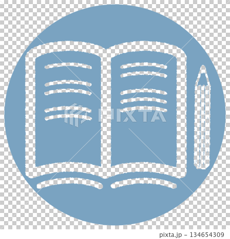 開いたノートのシンプルアイコン-1- ブルー 134654309