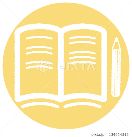 開いたノートのシンプルアイコン- イエロー 134654315