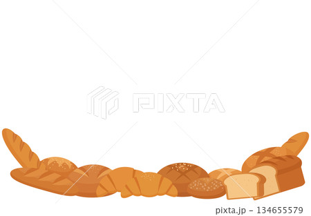 焼きたてパンの飾り枠ボーダー 134655579