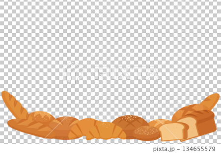 焼きたてパンの飾り枠ボーダー 134655579