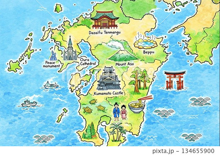 イラストマップ九州 イラストマップ九州 134655900