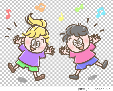 Illustration of dancing children 134655907