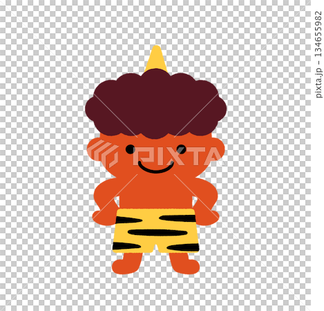 節分のかわいい赤鬼キャラクターイラスト｜子ども向け日本行事のシンプルデザイン 134655982