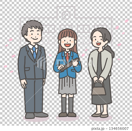 笑容燦爛的國高中女生和她們的家人手捧畢業證書,周圍飄落著櫻花花瓣。 笑容燦爛的國高中女生和她們的家人手捧畢業證書,周圍飄落著櫻花花瓣。 134656007