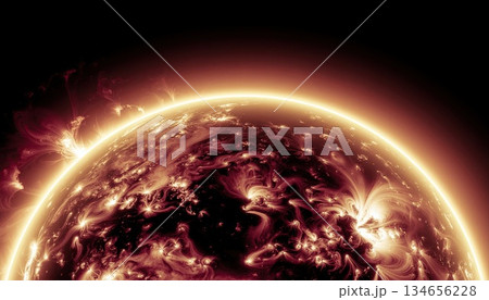 《AI画像》燃え盛る太陽の表面のイメージ 134656228