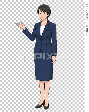A serious and beautiful guide girl standing 134656254