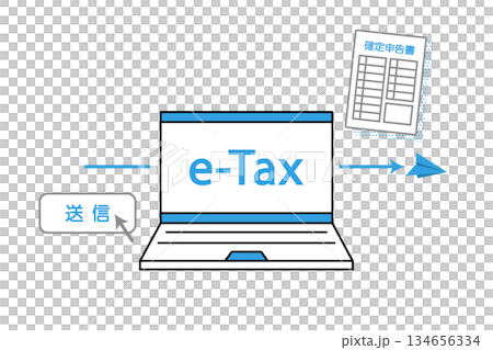 ノートパソコンでイータックスを利用するイメージイラスト 134656334