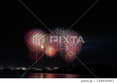 田原市の渥美半島花火大会の風景(愛知県) 田原市の渥美半島花火大会の風景(愛知県) 134656461