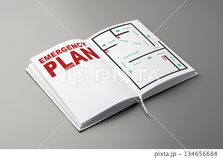 Emergency plan layout for safety in public buildings and events 134656684
