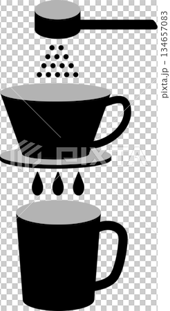 簡單的手沖咖啡插圖（單色） 134657083