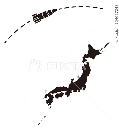 日本列島とミサイルのシルエット ベクターイラスト|安全保障・防衛・ニュース背景 日本列島とミサイルのシルエット ベクターイラスト|安全保障・防衛・ニュース背景 134657248