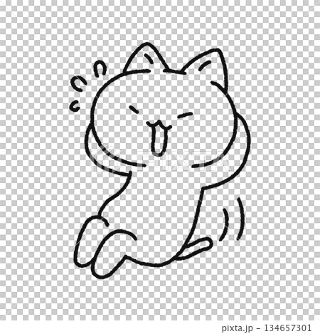 Cat working hard on abdominal muscles Line drawing Cat working hard on abdominal muscles Line drawing 134657301
