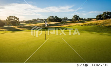 ゴルフのグリーン 134657310
