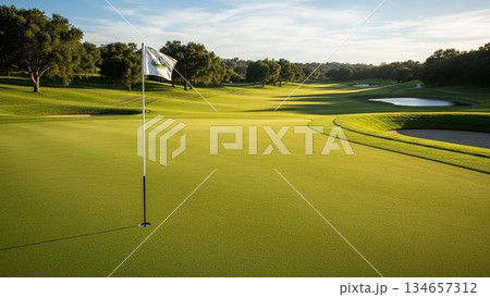 ゴルフのグリーン 134657312