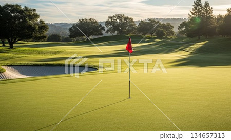 ゴルフのグリーン 134657313