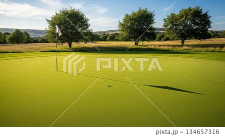 ゴルフのグリーン 134657316