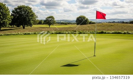 ゴルフのグリーン 134657319