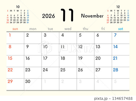 2026年カレンダー11月 134657488