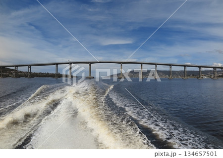 ホバートMONA美術館行フェリーからのタスマン橋 134657501