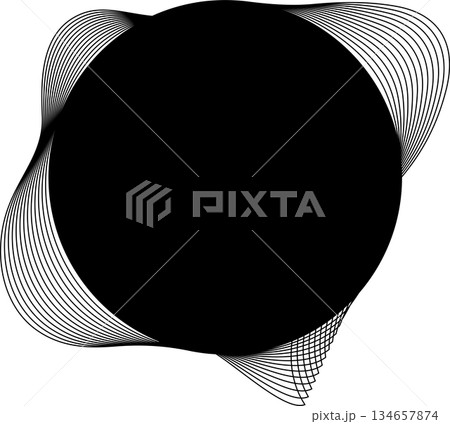 Circle and wavy flowing shape and place for text use for badges, price tag, logo Circle and wavy flowing shape and place for text use for badges, price tag, logo 134657874