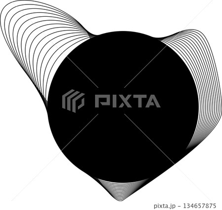 Circle and wavy flowing shape and place for text use for badges, price tag, logo 134657875