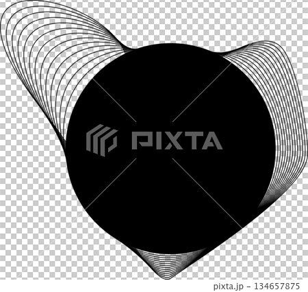 Circle and wavy flowing shape and place for text use for badges, price tag, logo 134657875