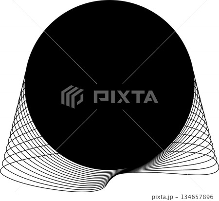 Circle and wavy flowing shape and place for text use for badges, price tag, logo 134657896