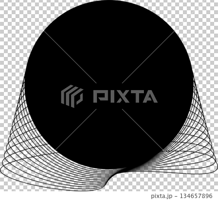 Circle and wavy flowing shape and place for text use for badges, price tag, logo 134657896
