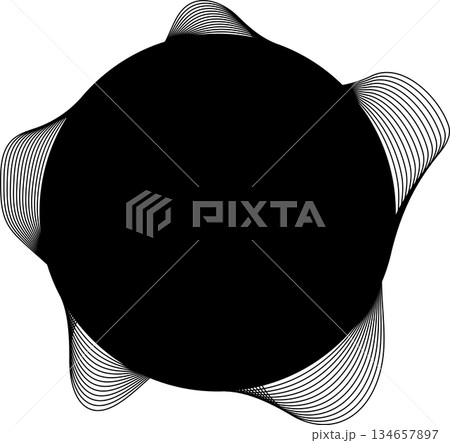 Circle and wavy flowing shape and place for text use for badges, price tag, logo 134657897