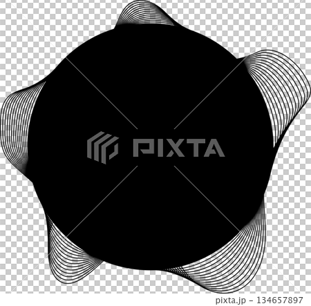 Circle and wavy flowing shape and place for text use for badges, price tag, logo 134657897