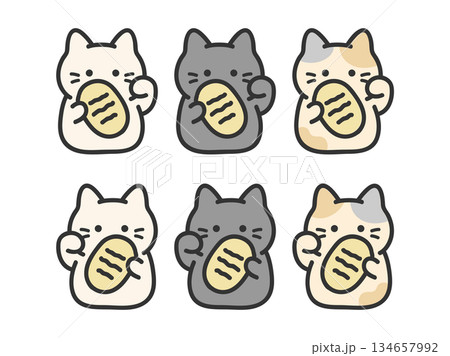 招き猫のイラストセット  134657992